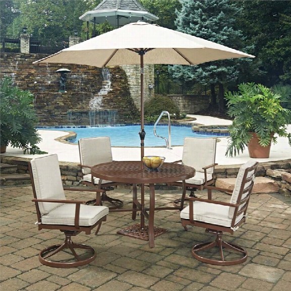 Home Styles Key West 7 Piece 48 Round Patio Dining Set In Chocolate