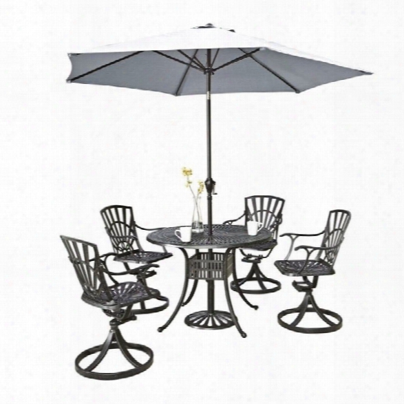 Home Styles Largo 6 Piece Patio Dining Set With Umbrella In Charcoal