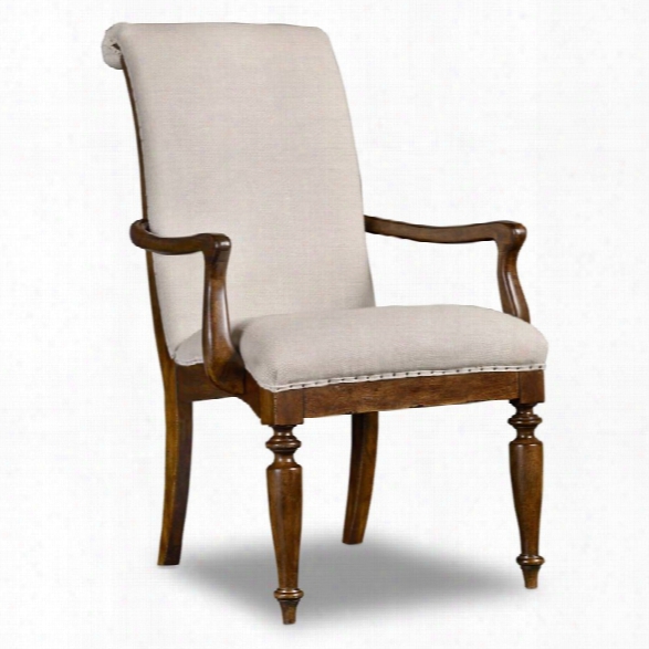 Hooker Furniture Archivist Upholstered Dining Arm Chair In Pecan