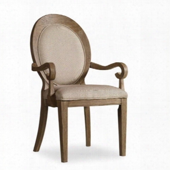 Hooker Furniture Corsica Upholstered Oval Back Dining Arm Chair In Light Wood