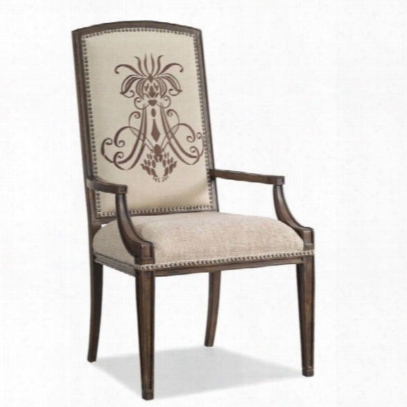 Hooker Furniture Rhapsody Insignia Arm Dining Chair In Rustic Walnut