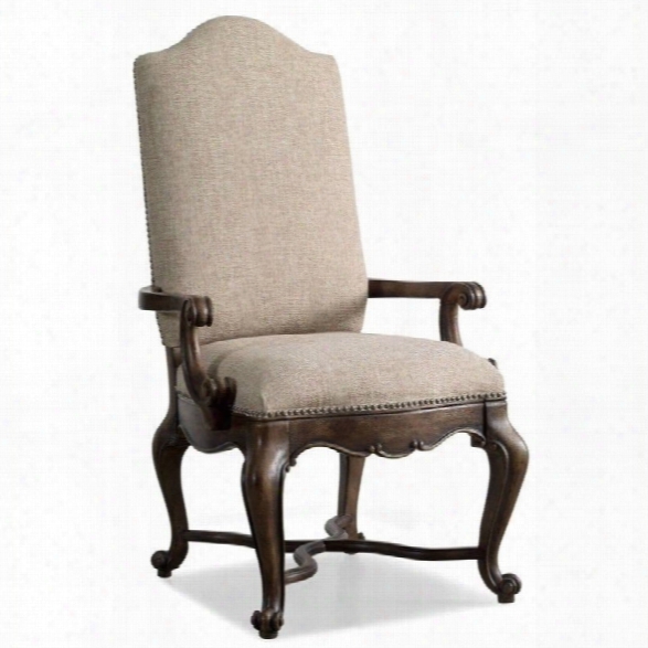 Hooker Furniture Rhapsody Upholstered Arm Dining Chair In Rustic Walnut