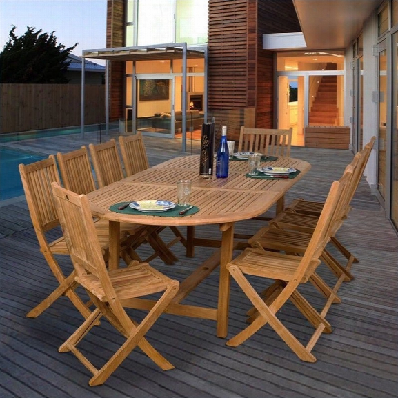 International Home Amazonia 11 Piece Wood Patio Dining Set In Teak