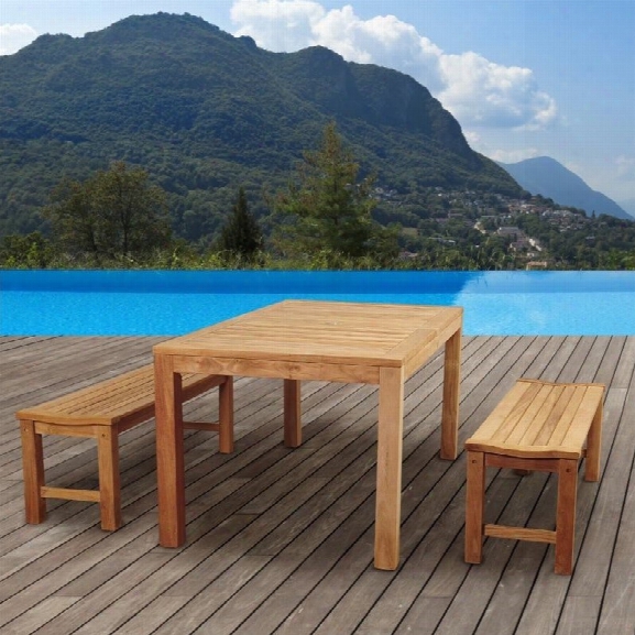 International Home Amazonia Teak 3 P Iece Patio Dining Set