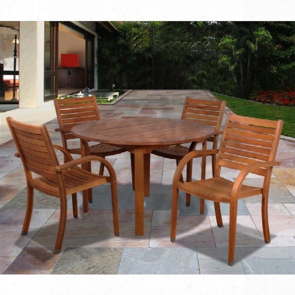 International Home Arizona 5 Piece Wood Patio Dining Set In Eucalyptus