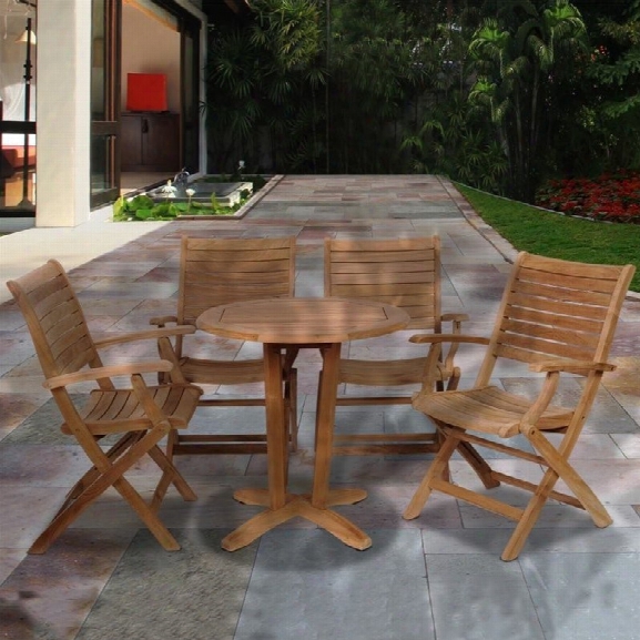 International Home Aruba 5 Piece Forest Patio Dining Set In Teak