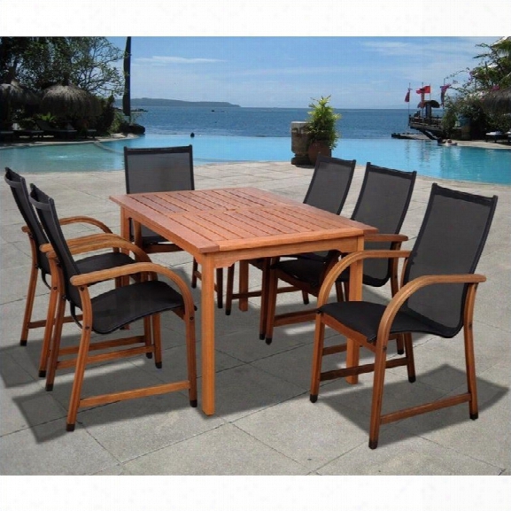 International Home Bahamas 7 Piece Wood Patio Dining Set In Eucalyptus