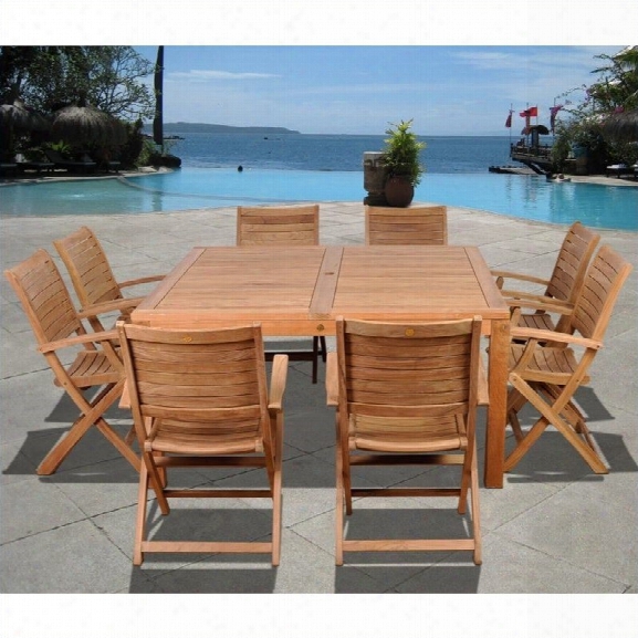 International Home Boynton 9 Piece Wood Patio Dining Set In Teak