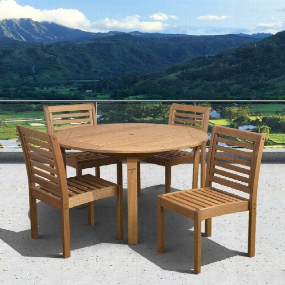 International Home Eucalyptus 5 Piece Wood Patio Dining Set