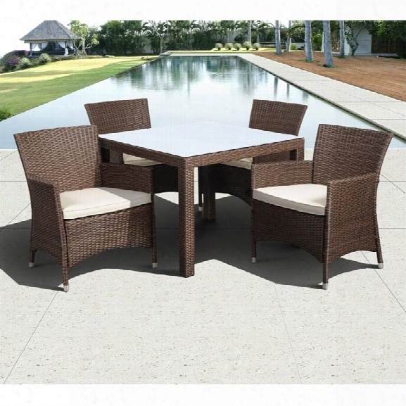 International Home Liberty 5 Piece Wicker Patio Dining Set In Brown