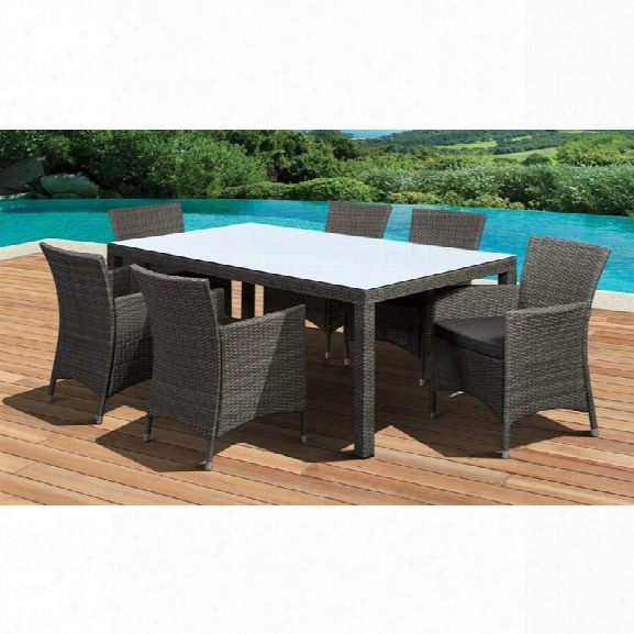 International Home Liberty 7 Piece Wicker Patio Dining Set In Gray