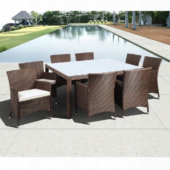 International Home Liberty 9 Piece Wicker Patio Dining Set In Brown