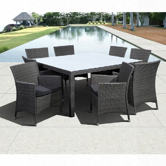 International Home Liberty 9 Piece Wicker Patio Dining Set In Gray