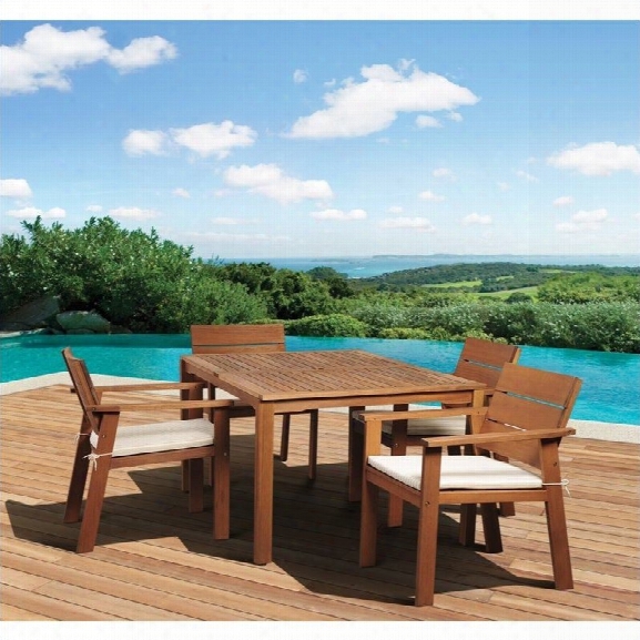 International Home Nelson 5 Piece Wood Patio Dining Set In Eucalyptus