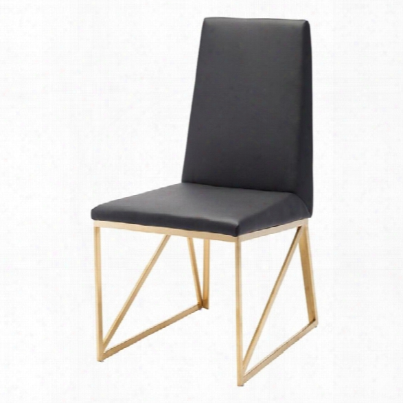 Nuevo Caprice Faux Leather Dining Side Chair In Black