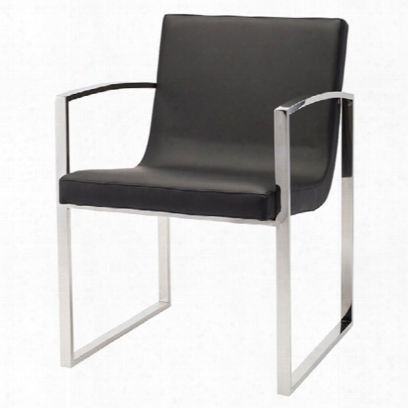 Nuevo Clara Faux Leather Dining Arm Chair In Black