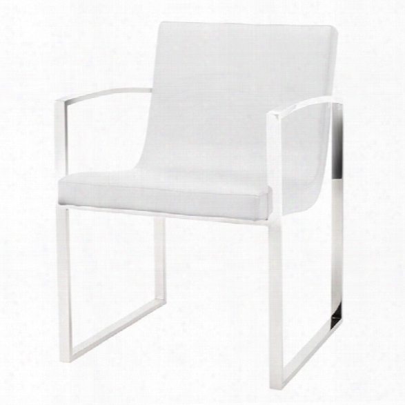 Nuevo Clara Faux Leather Dining Arm Chair In White