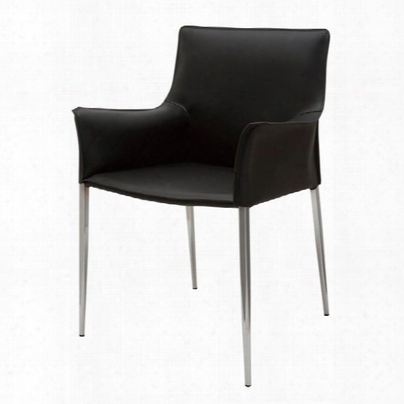 Nuevo Colter Leather Dining Arm Chair In Black