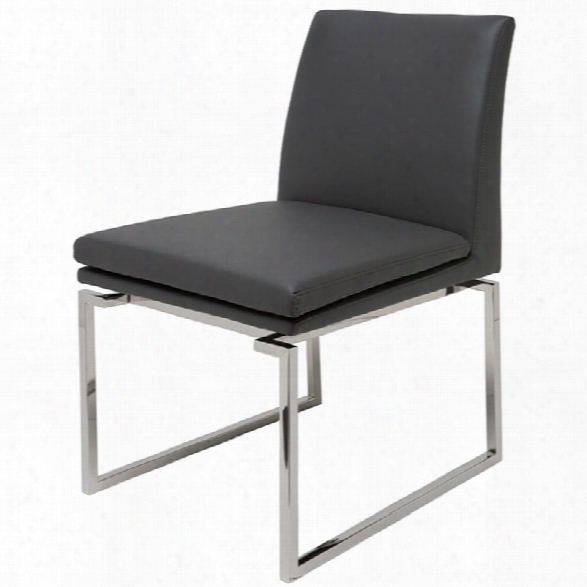 Nuevo Savine Faux Leather Dining Side Chair In Gray