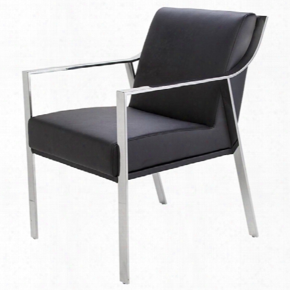 Nuevo Valentine Faux Leather Dining Arm Chair In Black