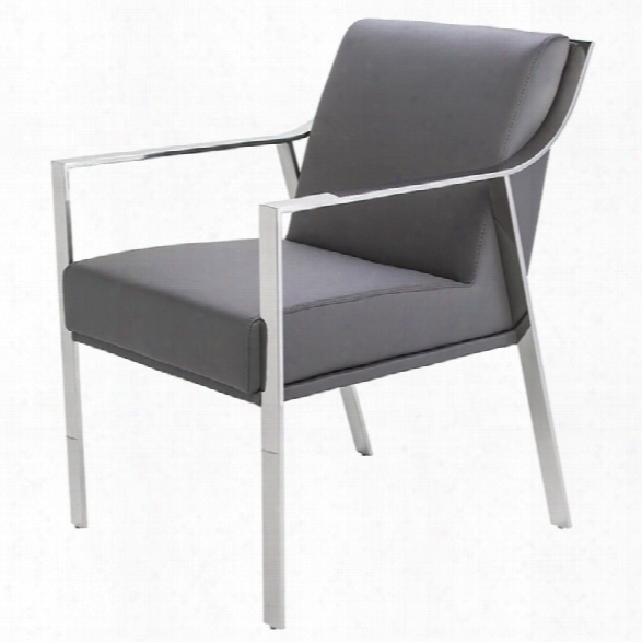 Nuevo Valentine Faux Leather Dining Arm Chair In Gray