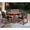 International Home Bahamas 5 Piece Wood Patio Dining Set in Eucalyptus