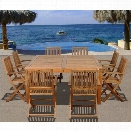 International Home Dubai 9 Piece Wood Patio Dining Set in Teak