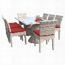 TKC Fairmont 9 Piece 80 Glass Top Patio Dining Set in Red