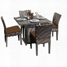 TKC Napa Square 5 Piece Wicker Patio Dining Set in Cocoa