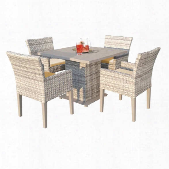 Tkc Fairmont 5 Piece 40 Square Patio Dining Set In Sesame