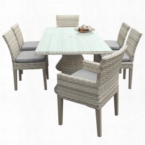 Tkc Fairmont 7 Piece 80 Glass Top Patio Dining Set In Gray