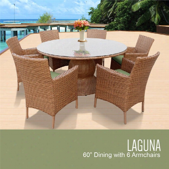 Tkc Laguna 7 Piece 60 Round Glass Top Patio Dining Set