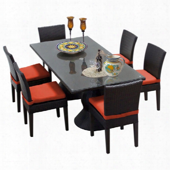 Tkc Napa 7 Piece 80 Glass Top Patio Dining Set In Orange