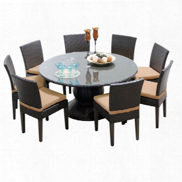 Tkc Napa 9 Piece 60 Round Glass Top Patio Dining Set