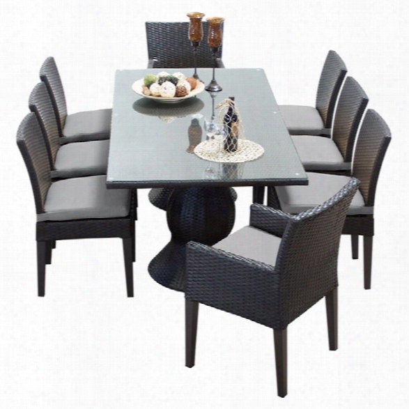 Tkc Napa 9 Piece 80 Glass Top Patio Dining Set In Gray