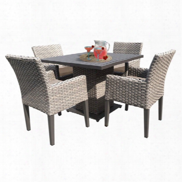 Tkc Oasis 5 Piece 40 Square Patio Dining Set In Wheat