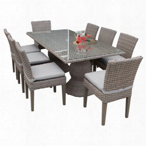 Tkc Oasis 9 Piece 80 Glass Top Patio Dining Set In Gray