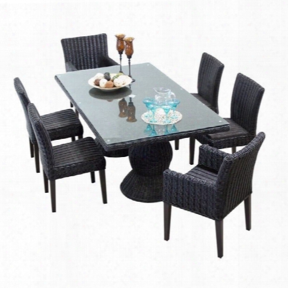 Tkc Venice 7 Piece Wicker Patio Dining Set In Chestnut Brown