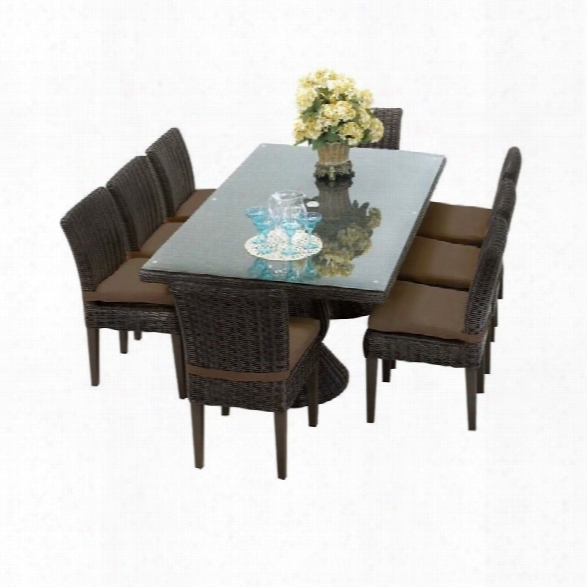 Tkc Venice 9 Piece Wicker Patio Dining Set In Cocoa