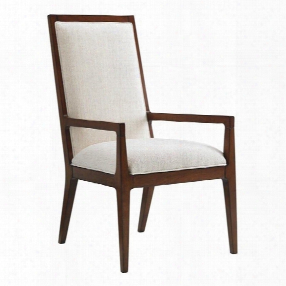 Tommy Bahama Island Fusion Natori Slat Back Fabric Arm Chair In White