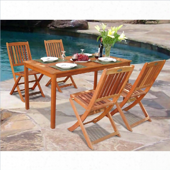 Vifah Balthazar Dining Set With 4 Fo Lding Bistro Chairs