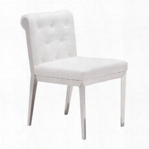 Zuo Aris Faux Leather Dining Chair In White (set Of 2)