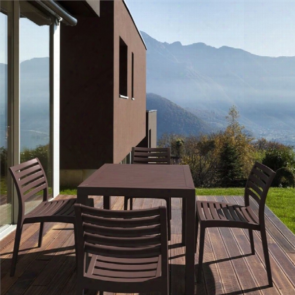 Compamia Artemis 5 Piece Square Resin Patio Dining Set In Brown