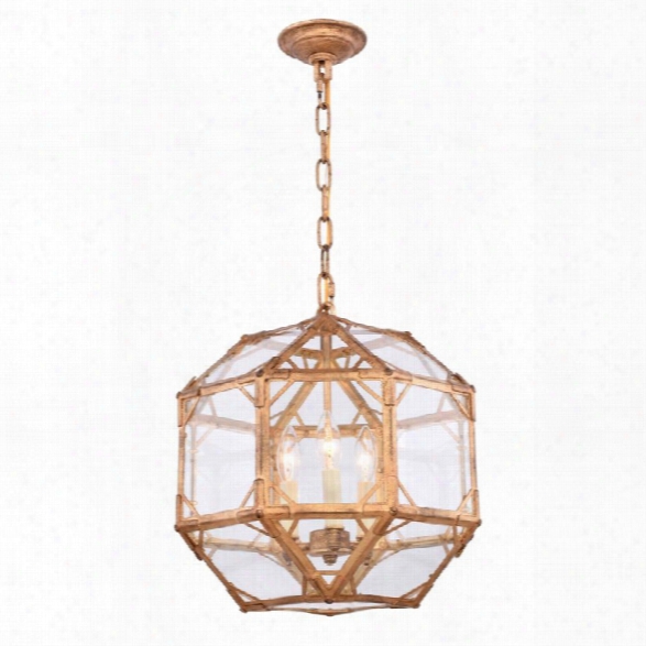 Elegant Lighting Gordon 3 Light Pendant In Golden Iron