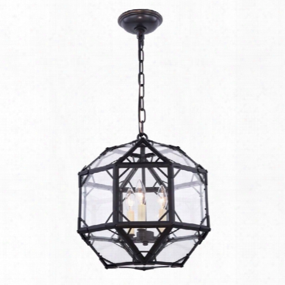 Elegant Lighting Gordon 3 Light Pendant In Rustic Zinc