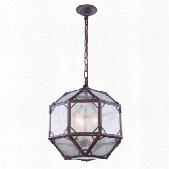 Elegant Lighting Gordon 3 Light Pendant In Saddle Rust