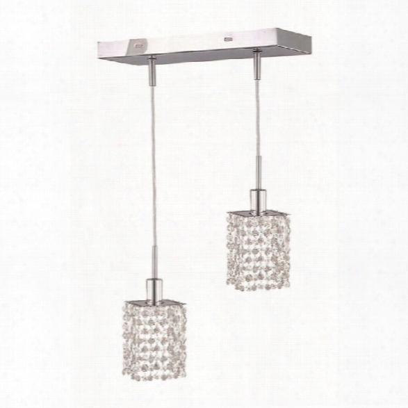 Elegant Lighting Mini 2 Light Elements Crystal Square Pendant Lamp