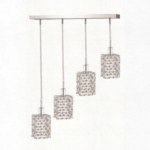 Elegant Lighting Mini 4 Light Elements Crystal Square Pendant Lamp