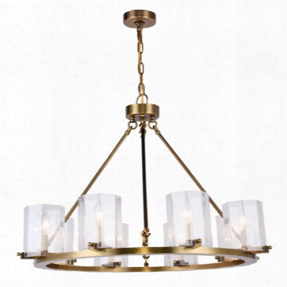 Elegant Lighting Monterey 8 Light Chandelier In Burnished Brass