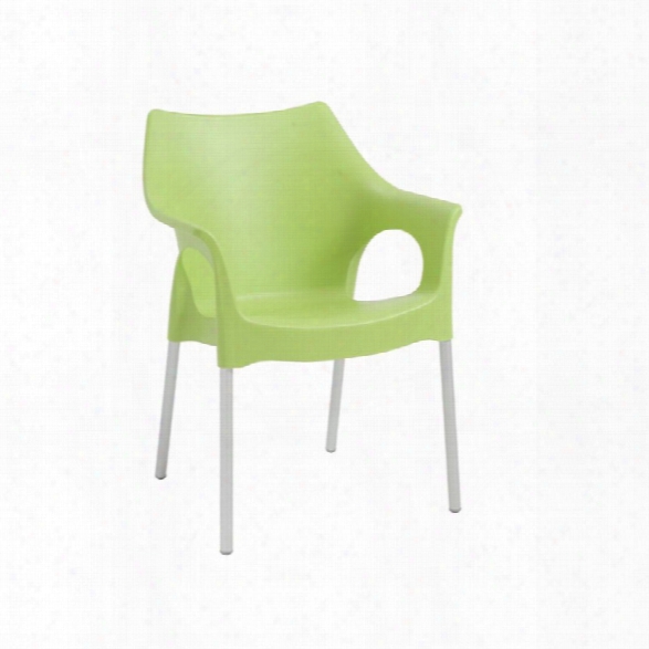 Eurostyle Ola Stacking Arm Chair In Green (set Of 4)